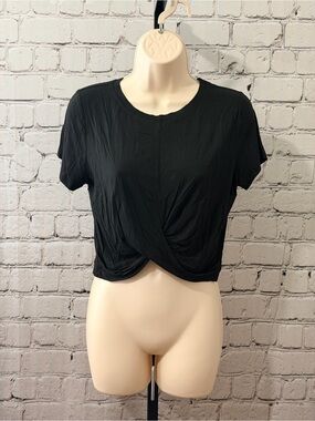Bestisun Women’s Cropped Sport Workout Top Black Sz M New